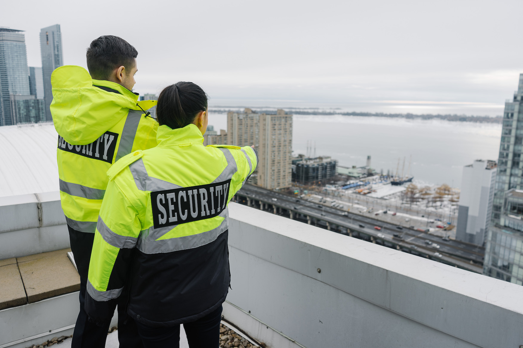Security guards on rooftop